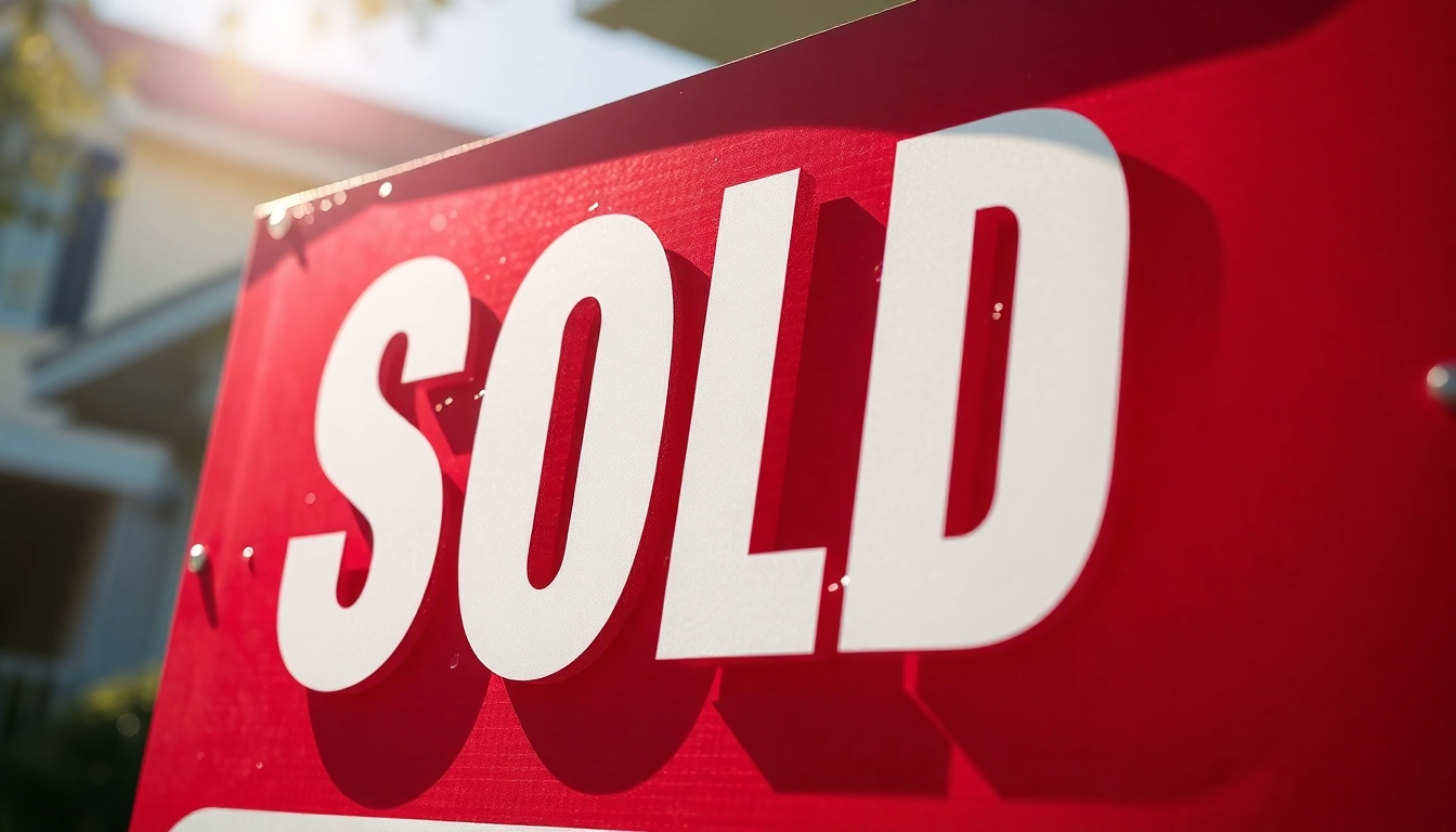 Bright sold sign with bold lettering, ideal for real estate listings and property sales.