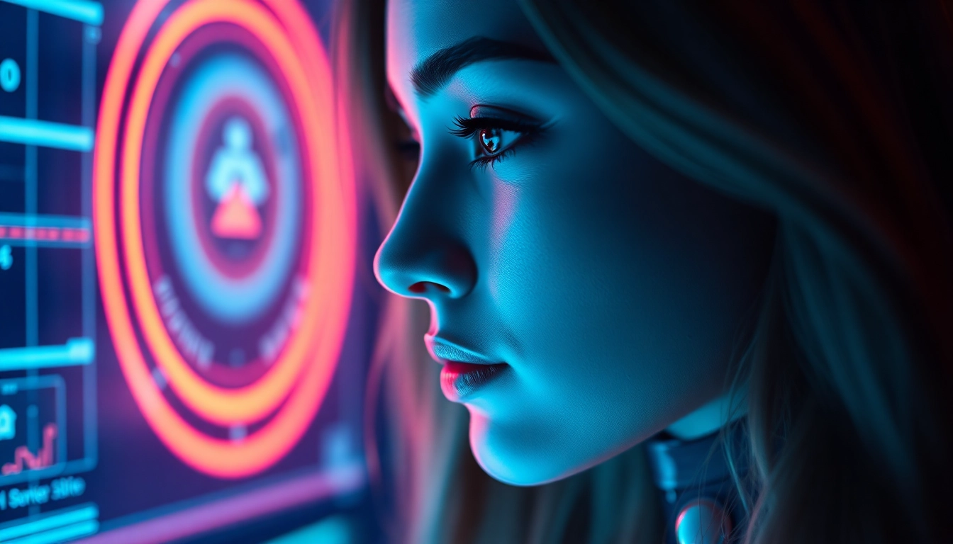 AI girlfriend engaging in a realistic, unfiltered NSFW chat on a sleek digital interface, highlighting intimacy and personalization.