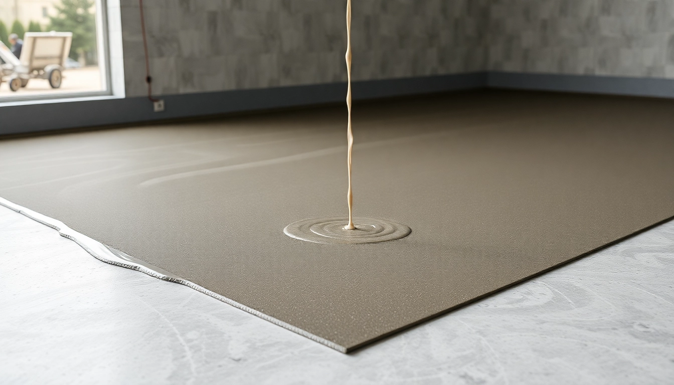 Professional team applying liquid screeding Birmingham for fast, durable floor installation and