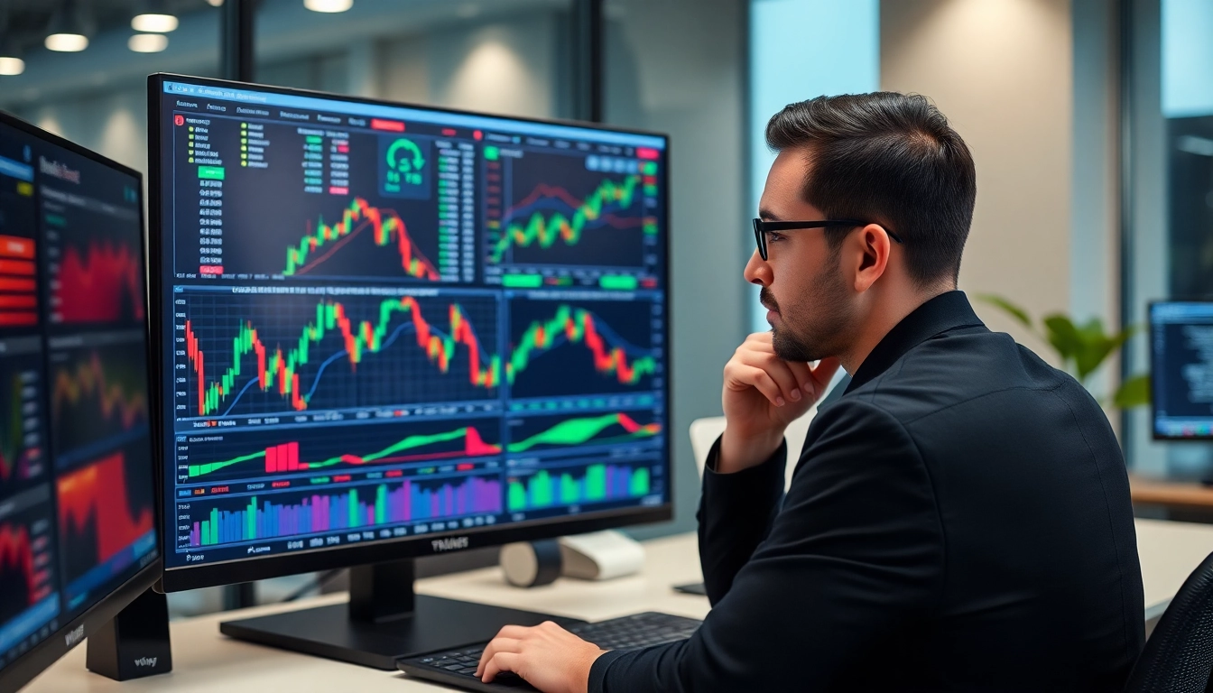 Trading view platform displaying live market charts and trading analysis tools for active traders